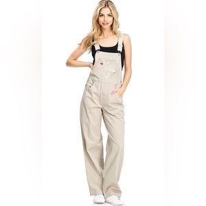 Vintage Revolt Women's Small Baggy Straight Leg Full Length Khaki Overalls Bibs